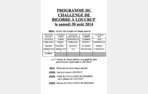 Programme du Challenge de Bigorre le 30 Août 2014 à Loucrup